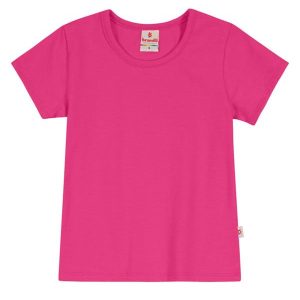 Blusa Básica Menina em Cotton Rosa