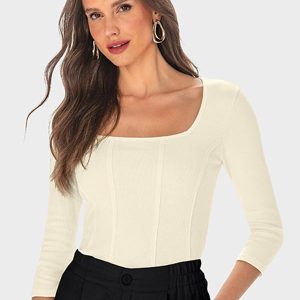 Blusa Creme Cropped em Ribana