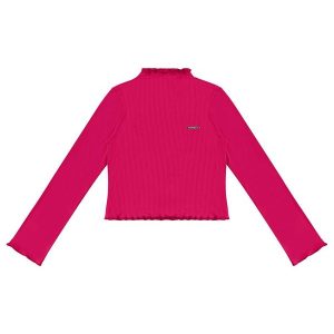 Blusa Cropped Canelada Menina Rosa