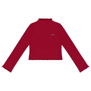 Blusa Cropped Canelada Menina Vermelho