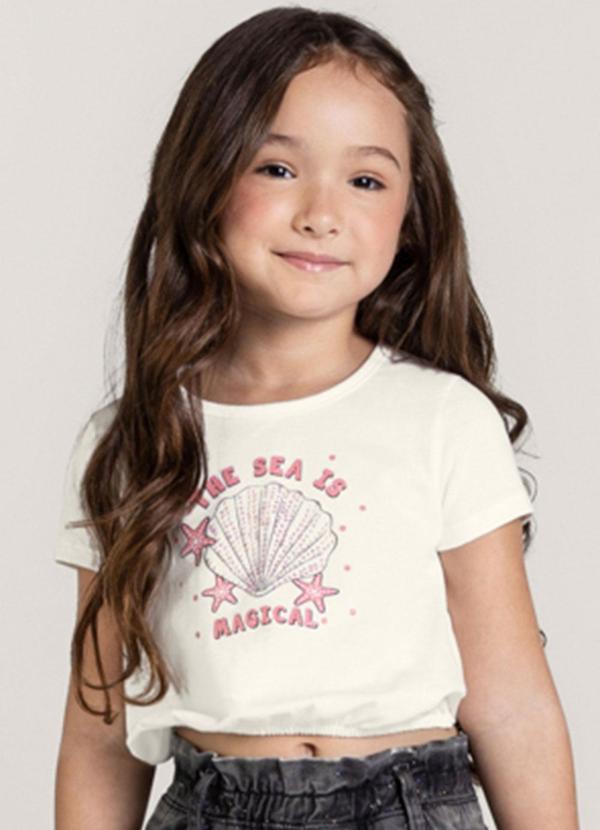 Blusa Cropped Infantil Menina Bege