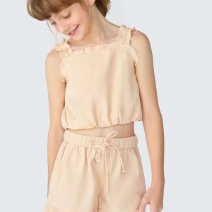 Blusa Cropped Infantil Menina Marrom