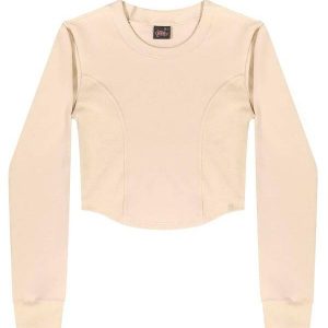Blusa Cropped Juvenil em Molecotton Bege