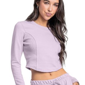 Blusa Cropped Juvenil em Molecotton Roxo