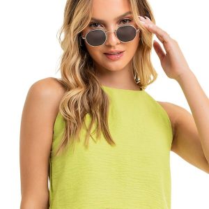 Blusa Cropped Juvenil em Tecido Verde