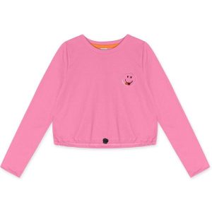 Blusa Cropped Manga Longa Rosa