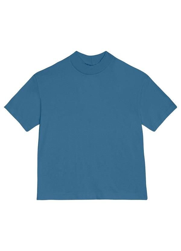 Blusa Cropped em Malha Azul