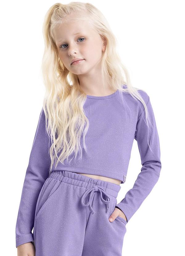 Blusa Cropped em Malha Juvenil Roxo