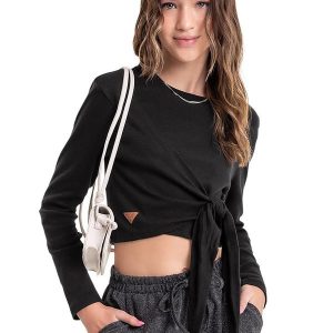 Blusa Cropped em Ribana Juvenil Preto