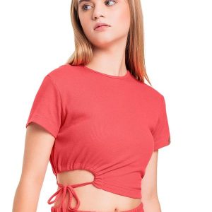 Blusa Cropped em Ribaninha Juvenil Laranja