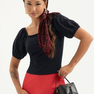 Blusa Decote Quadrado em Cotton Preto