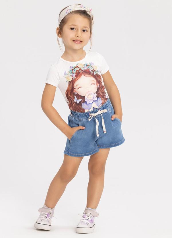 Blusa Estampada de Mangas Curtas com Strass Rosa