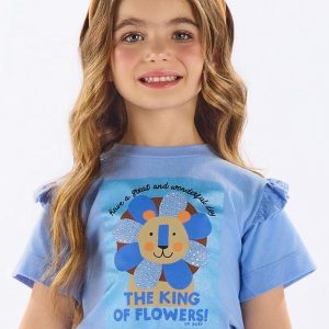 Blusa Infantil Algodão com Strass Azul
