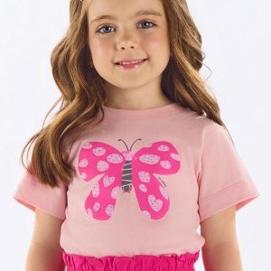 Blusa Infantil Algodão com Strass Rosa