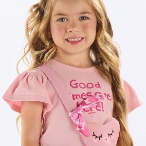 Blusa Infantil Cotton com Laço Rosa