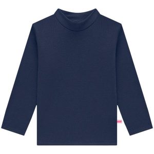 Blusa Infantil Manga Longa em Punho Azul