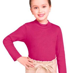 Blusa Infantil Manga Longa em Punho Rosa