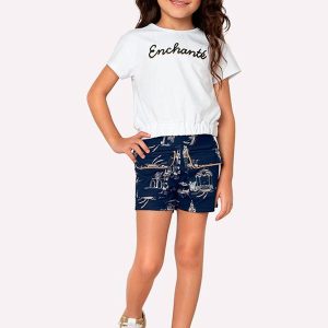 Blusa Infantil Menina Lettering Milon Branco