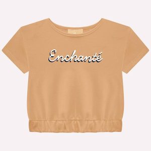 Blusa Infantil Menina Lettering Milon Marrom