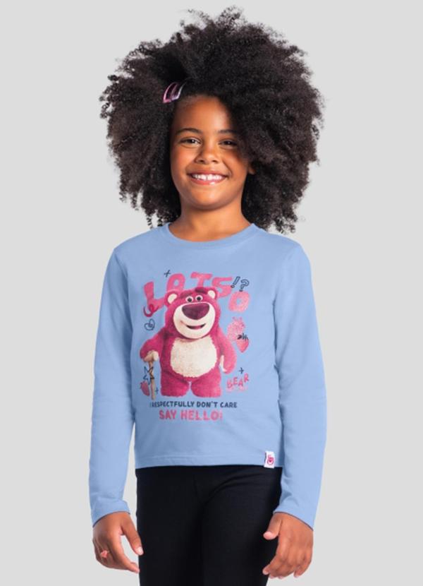 Blusa Infantil Menina Lotso com Glitter Azul