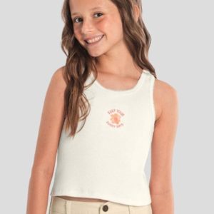 Blusa Infantil Menina Regata em Ribana Natural
