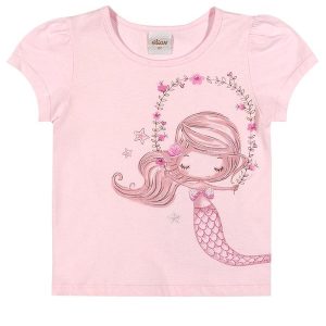 Blusa Infantil Menina Sereia Rosa