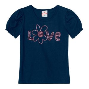 Blusa Infantil Menina em Malha Azul