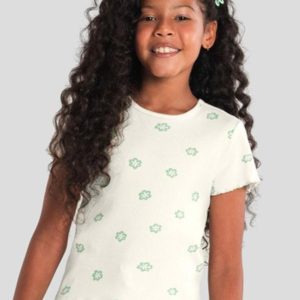 Blusa Infantil Menina em Ribana Florida Natural