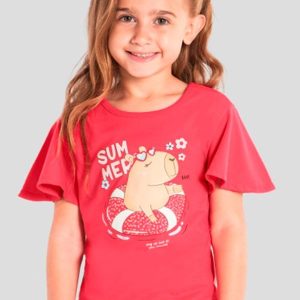 Blusa Infantil de Capivara com Strass Vermelho