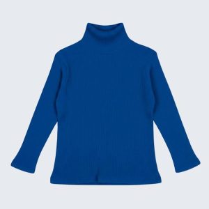 Blusa Infatil Gola Alta em Ribana Azul Royal