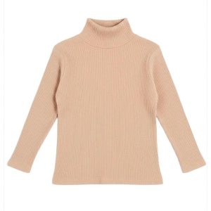 Blusa Infatil Gola Alta em Ribana Bege