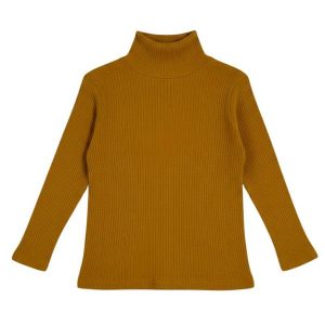 Blusa Infatil Gola Alta em Ribana Caramelo