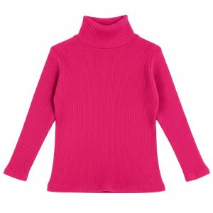 Blusa Infatil Gola Alta em Ribana Pink
