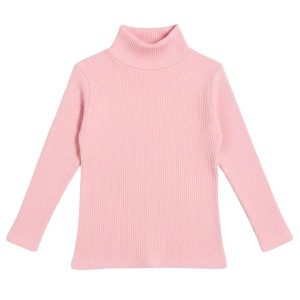 Blusa Infatil Gola Alta em Ribana Rosa