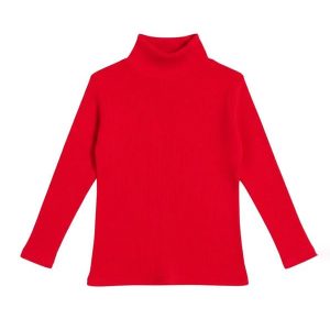 Blusa Infatil Gola Alta em Ribana Vermelho