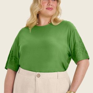 Blusa Manga Curta Plus Size Verde