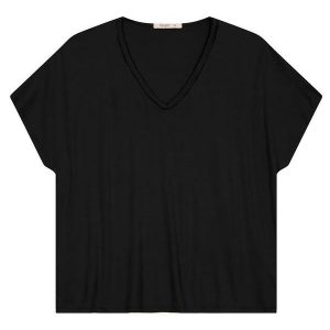 Blusa Manga Curta em Viscotorcion Preto