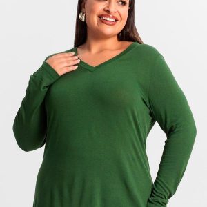 Blusa Manga Longa Visco Tricot Verde