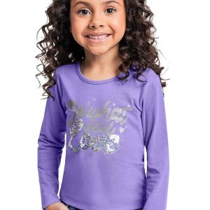 Blusa Manga Longa com Glitter Roxo