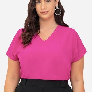 Blusa Manga Morcego Plus Size Rosa