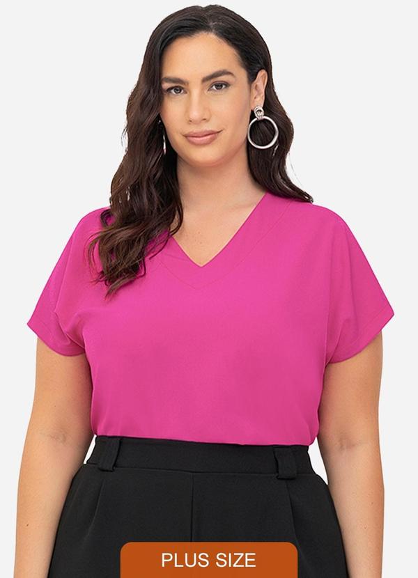 Blusa Manga Morcego Plus Size Rosa