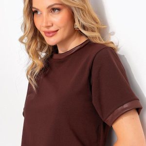 Blusa Marrom em Malha de Algodão