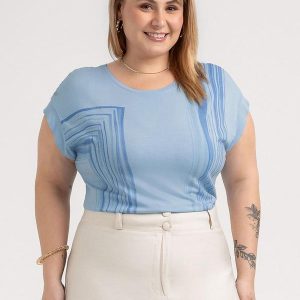 Blusa Plus Size em Viscose Azul