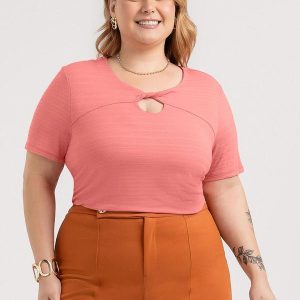 Blusa Plus Size em Viscose Rosa