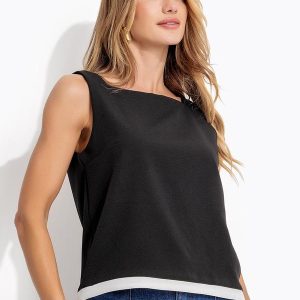 Blusa Preta em Crepe Plano