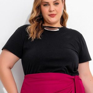 Blusa Preta em Malha de Algodão