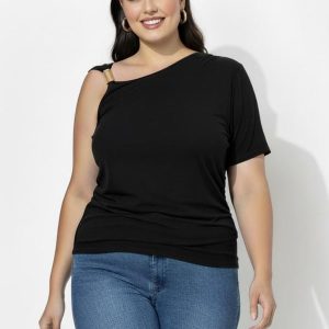 Blusa Preto em Malha de Viscose