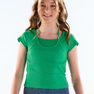 Blusa Ribana com Elastano Leve Azul