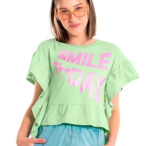 Blusa Smile Today sem Mangas Verde