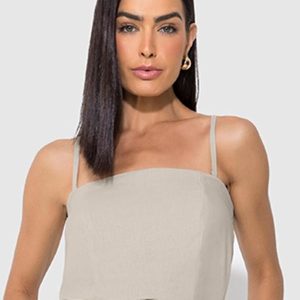 Blusa Taupe Justa em Viscolinho